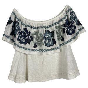 Free People Boho Cross Stitch Embroidered Top Womens Small Cottagecore Tex Mex